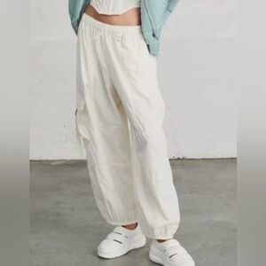 Urban Outfitters Jana Nylon Baggy Cargo Pants-Size Small-Color White/Off White